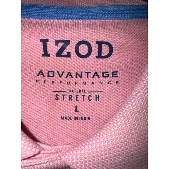 NWT Izod Advantage Performance Natural Stretch Large Peony Polo Blue Trim & Logo - Picture 3 of 7